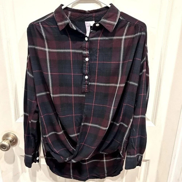 Anthropologie Alya Flannel half‎ button down pullover size S - Picture 1 of 8